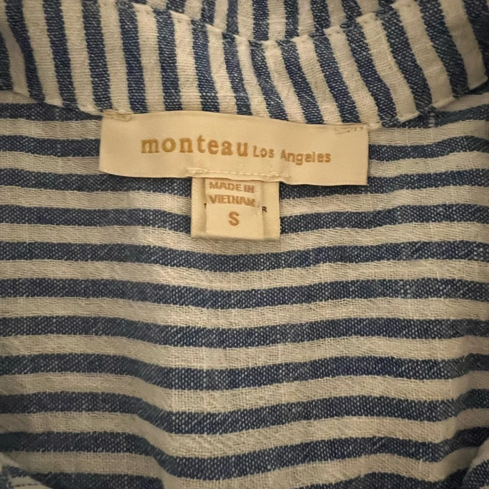 Navy and White Striped Button-Up shirt - Picture 3 of 7
